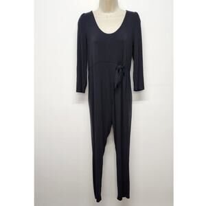 The Nines By Hatch 3/4 Sleeve, Side Tie Waist Maternity Soft Black Jumpsuit, Sm